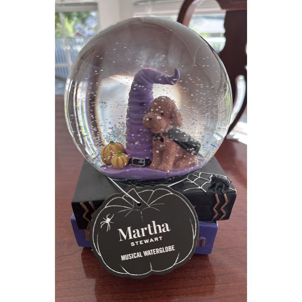 Martha Stewart Halloween‎ 12" Crystal Musical DogGlobe Pumpkin NEW Selling FAST! - Picture 2 of 8